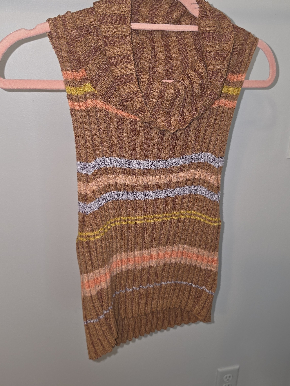Free People Rust Brown Striped Cowl Neck Sweater